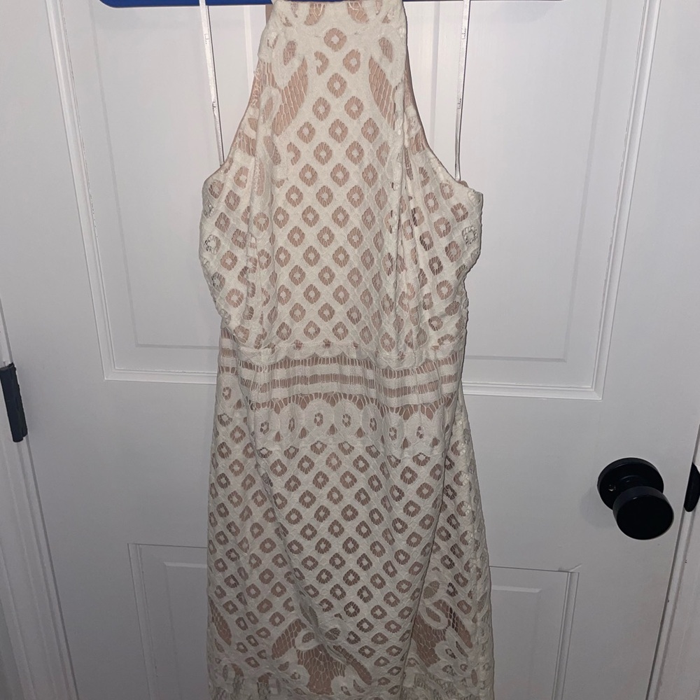 Elegant Cream Halter Dress